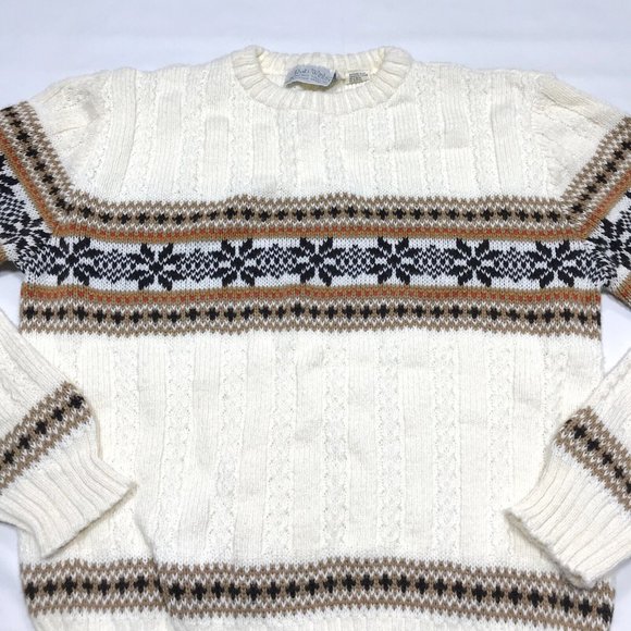 VTG Rob Winter Nordic Design Cable Knit Acrylic Pullover Sweater Mens Medium - Picture 2 of 4